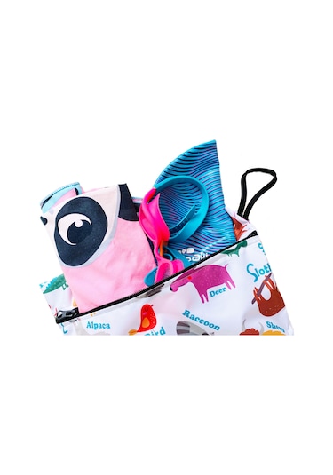 Yorni 30x37cm, Zoo, Su Geçirmez Bebek Çocuk Beslenme Çantası, Torba Beyaz