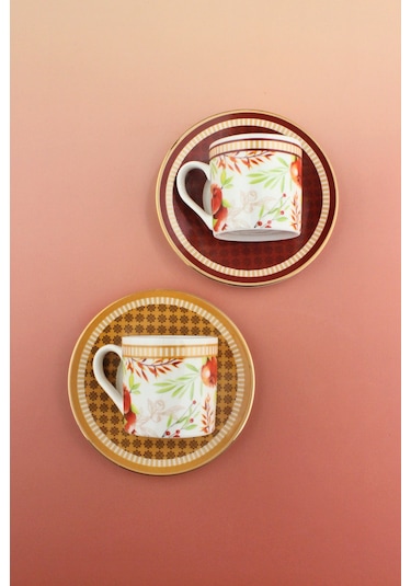 Magic Garden İki Kişilik Kahve Fincan Takımı Renkli