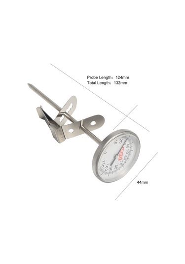 Maiyame Gümüş Büyük Ekranlı El Çekirdekli Termometre - Hızlı Ölçüm, Süt Köpüğü Ve Kahve Isısı Kontrolü, Klem İle Takılabilir -10 C/+100 C