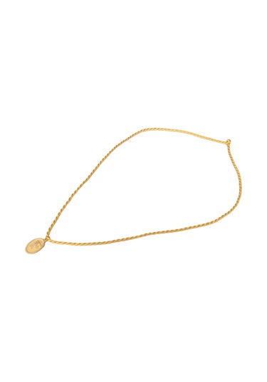 14 Ayar F Harf Siyah İpli Kolye