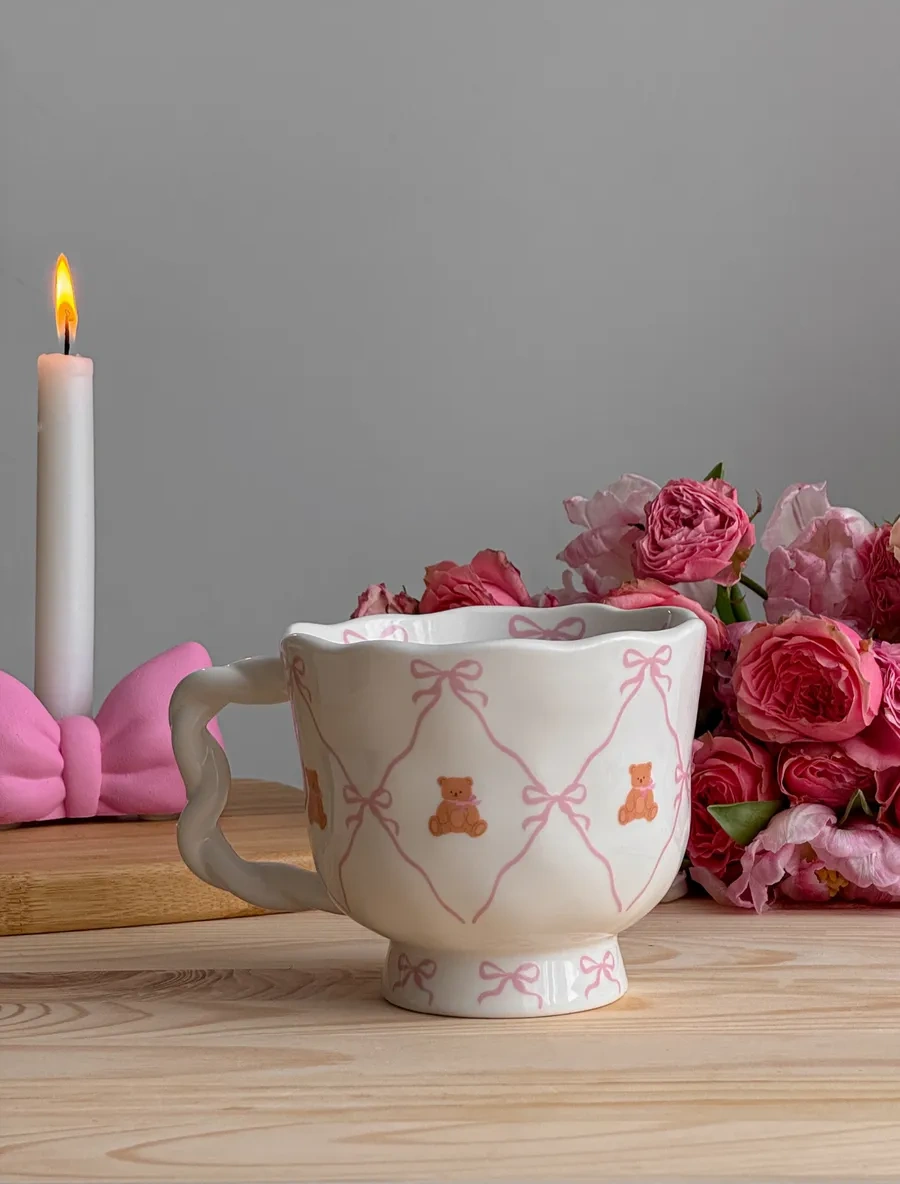 Perex Seramik Çay Kahve Fincanı, Fiyonklu Bardak, 550 Ml 328150235 Beyaz