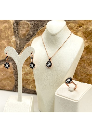 Elmas Montür Rosegold Damla Spor Gümüş Set Takım Rose Gold