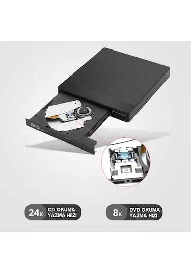 Triline USB 3.0 SD TF Kart Okuyucu USB Hub Harici DVD-RW