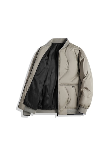 Pamuk Dolgulu Şık Moda Büyük Beden Kışlık Erkek Mont Khakı