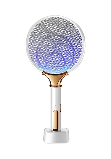 Monyee Beyaz Usb Lityum Pil Ile 2 Ünite Led Işık Kaynağı Evcil Toplayıcı Ve Elektrikli Sinek Vurucu Kombinasyon Cihazı Beyaz