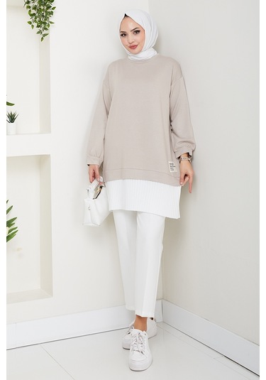 Arma Detay Piliseli Oysho Tunik 1627 - Taş Taş