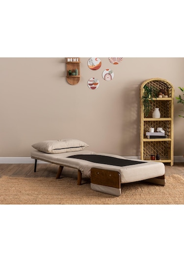 Pafu Cosmo Tekli Katlanır Yataklı Koltuk - Keten Krem Krem