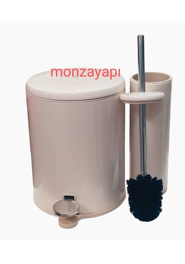 Primanova Cigo Pedallı Çöp Kovası Soft Ve Wc Tuvalet Fırçası Bej