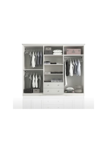 Side Rose 6 Kapak 2 Çekmece Aynalı Gardırop Beyaz