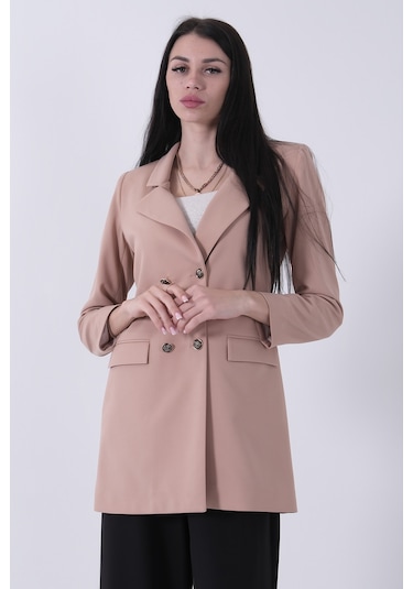 Feminist Bej Astarlı Düğme Kapamalı Blazer Ceket 0105123.55 Bej