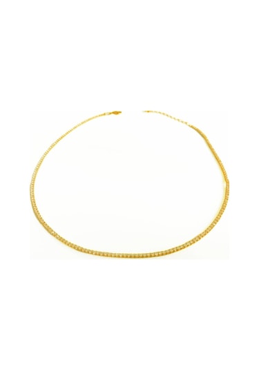 1,5 Mm Taşlı Gümüş Suyolu Choker Kolye Rose Gold