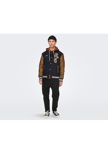 Only Onsjay Varsity Jacket Otw Erkek Günlük Ceket 22022572-Dark-N(554814457)