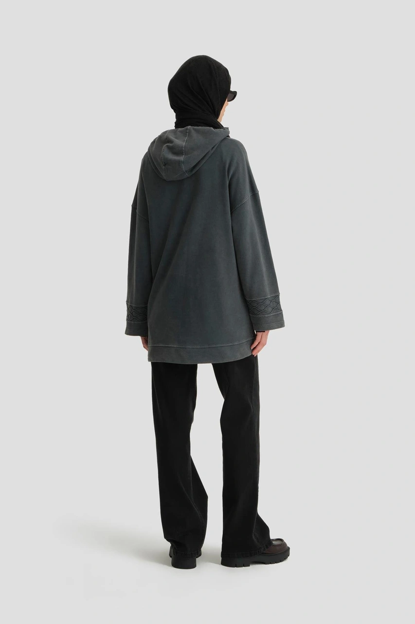 Armine Yıkama Efektli Sweat 24kd6804 Antrasit Füme