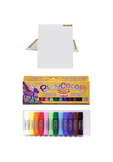 25x35 Tuval Instant Playcolor One Instant Jel Guaj Boya Stick Basic 12'li Set