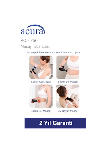 Acura Ac-750 Isıtmalı & Soğutmalı Profesyonel Masaj Tabancası Siyah