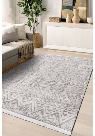 Volora Halı Koleksiyonu Yumuşak Dokulu, Modern İnce Form, Tozumaz Ve Kolay Temizlenebilir Krem - Gri