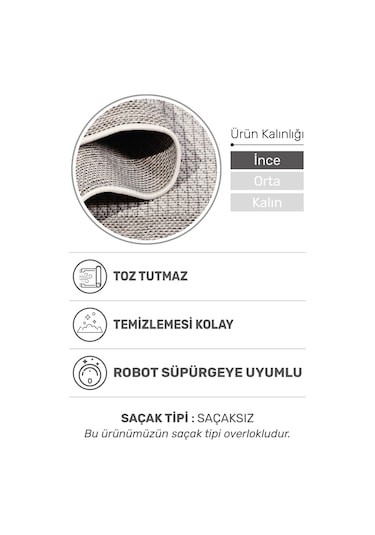 Dekozer Sisaletta Jüt Görünümlü Sisal Dokuma Modern Kilim Tozumaz, Robot Süpürge Uyumlu Krem