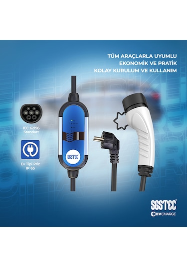 Sgstec Ev Type2 16A Taşınabilir Elektrikli Araç Şarj Cihazı