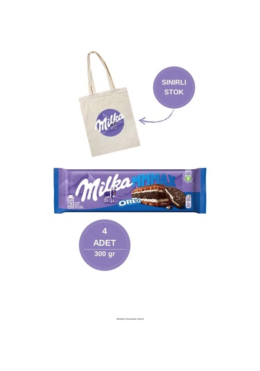 Çanta Hediyeli Milka Oreo Tablet Çikolata 300 Gr Mmmax - 4 Adet