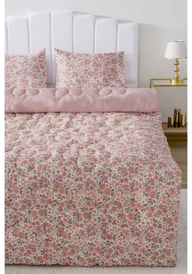 Rivaistanbul Pembe Bahar Çift Kişilik Çift Taraflı Kapitone Yorgan 200x215 Cm Pembe