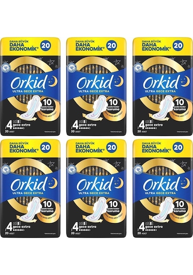 Ultra Gece Ekstra Hijyenik Ped 20 Adet 4 Boy 6 Adet
