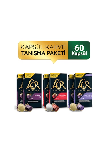 L'or Nespresso Uyumlu Kapsül L'or Supremo + L'or Splendente + L'or Lungo 6 x 10'lu