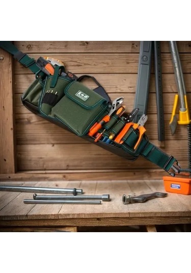 Jeehugo Askeri Yeşil Kalın Canvas Tamir Gereçleri Keti - Profesyonel Montaj Ve Bakım Çok İşlevli Araç Belti Dsf-101