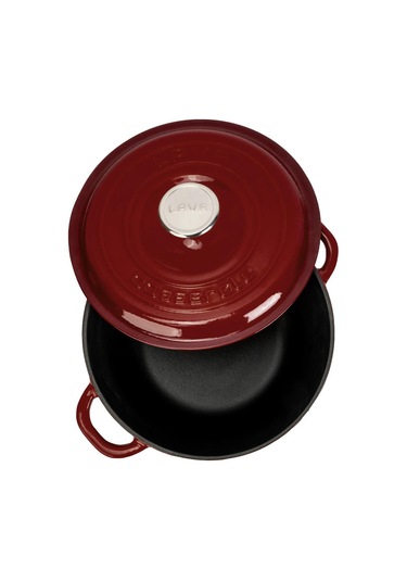 Lava Döküm Yuvarlak Tencere Döküm Demir Kapak New Heritage Serisi Çap Ø 26cm.-bordo Bordo