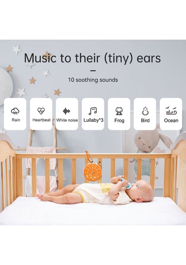 Reedark Bebekler İçin Taşınabilir Beyaz Gürültü Makinesi - 10 Ses, 7 Renkli Gece Işığı, Şarj Edilebilir Pil 112 Karakter Turuncu