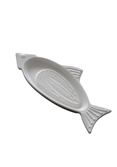 Lüks Porselen Balık Figürlü Bebek Elma Rendesi Meyve Sebze Püre Rendesi Mama Rendesi Beyaz