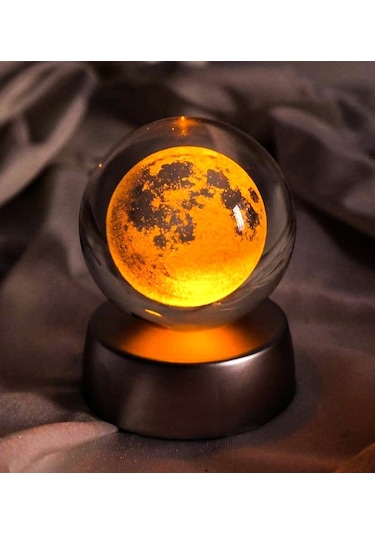 Dekoratif  Rengarenk Işıklı Dolunay Cam Küre Çok Renkli