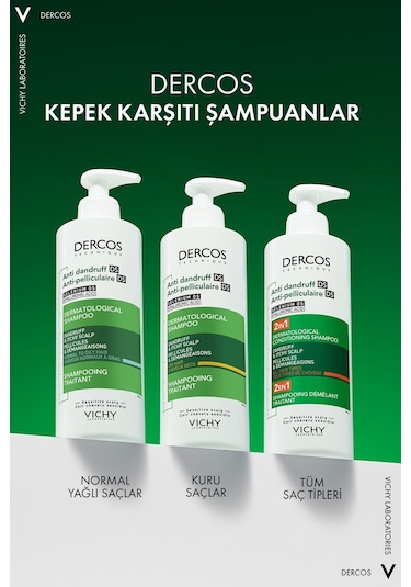 Vichy Dercos Anti Dandruff Ds 2'si 1 Arada Kepek Karşıtı Nemlendirici Şampuan 3 x 390 ML