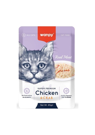 Wanpy Pouch Tavuklu & Yengeçli Yaş Kedi Maması 85 G