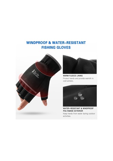 Wezone Kış Sporları İçin Sıcak Tutan Balıkçı Eldiveni - Gri, L Boy Gri
