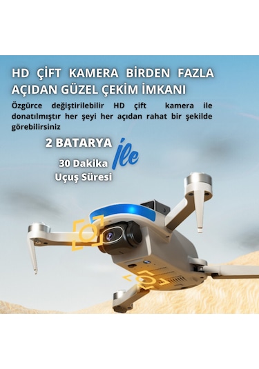 B6 Mini Drone 2Batarya ile 30Dakika Uçuş Beni Takip Et Gps 1080p Hd Çift Kamera 5g Wı-fı  Engelden Kaçınma