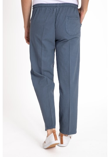 Erkek Ham Bez Lastikli Yüksek Bel Rahat Kalıp %100 Natural Pamuk Eşofman Alt Pantolon Alt Giyim 2188-Koyu Gri