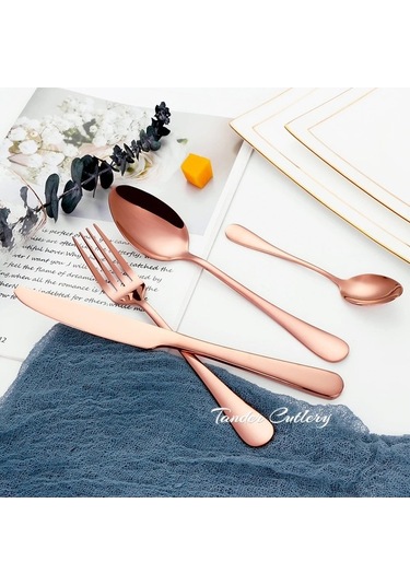 Agoodshop 16/20 Adet Altın Çatal Bıçak Takımı Siyah Yemek Takımı Paslanmaz Çelik Gold 2 Set 8pcs Gold Gold