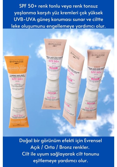 Byphasse Anti-Aging 3'ü 1 Arada Renkli Güneş Kremi Bronz SPF50+ 50 ML