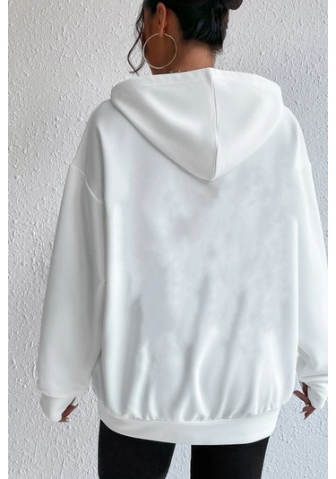 Montana Baskılı Sweatshirt Beyaz