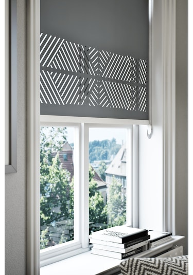 Lazer Kesim Mat Stor Perde, Lazer Kesimli Klasik Serisi, C-2004 Antrasit Renk Antrasit