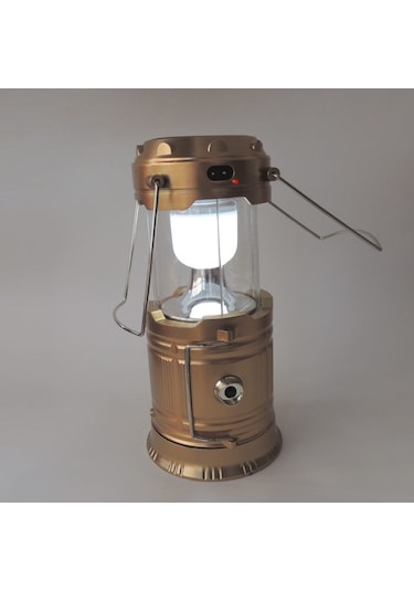 Solar Güneş Enerjisi Şarjlı Led Kamp Lambası Dağ El Feneri Küçük Altın N11.11158 Altın