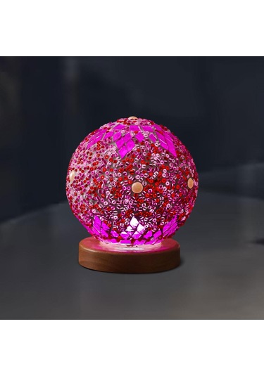 Homyl Gece Işığı Yatak Başı Usb Cam Mozaik Top Türk Lambası Pembe Çok Renkli