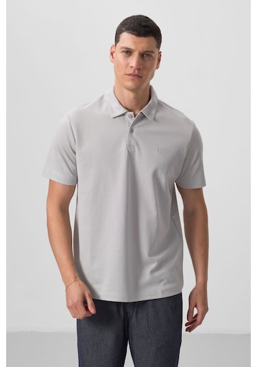 Tommy Life Taş Basic Göğüs Logolu Standart Kalıp Triko Polo Yaka Erkek T-shirt - 87768 Taş