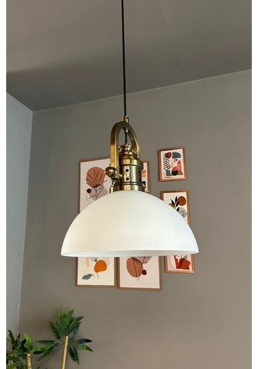 Perry Cam Beyaz Tekli Avize Delikli Eskitme Başlık Retro Sarkıt Lamba Restoran Salon Aydınlatma Beyaz