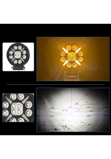 Arazi Aracı Tepe Ve Tampon Çalışma Lambası Ve Sis Farı 4 İnç 12-24v Gündüz Led Drl Sarı