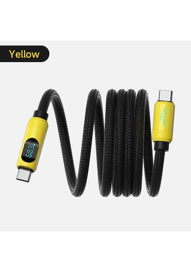 Hagibis Manyetik Usb C Kablo 240w Pd Hızlı Şarj Led Ekranlı iPhone Uyumlu, Uyumlu, 16/15yellow2m