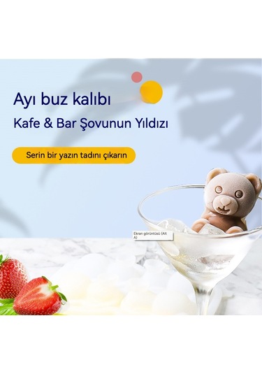 4'lü Ayıcıklı Silikon Buz Kalıbı Ev & Kafe İçin Açık Pembe