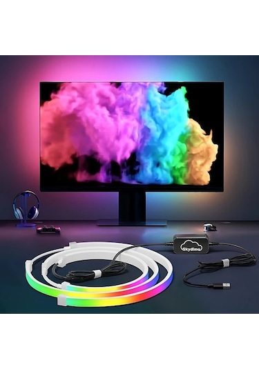 86.36cm Ekran Rengi Ve Müzik Ve Oyun İle Senkronize - Monitörler İçin Akıllı Led Şerit Işıkları, Rgbıc Bilgisayar Işık Barları, Usb Güçlü, Yazılım Kontrolü, Oyun Ve Masa Dekorasyonu İçin İdeal