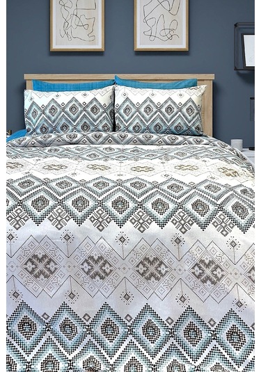 Tek Kişilik Ranforce Nevresim Takımı Düz Çarşaflı Bohemıan Petrol