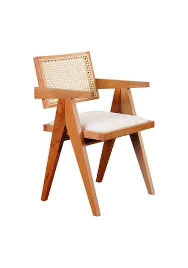 Luna Beyaz Pergel Hazeranlı Model Hasırlı Natural Ahşap Sandalye